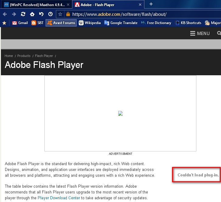 Flash Player Detector on Maxthon.png